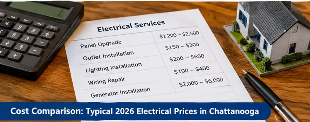 Cost Comparison Typical 2026 Electrical Prices in Chattanooga